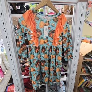 Colorful Pumpkin Print Kids Dress